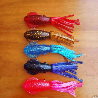 China Fishing Lure Supplier 3in 7.5cm 3g Trolling Squid Fishing Lure Solid Rubber Troll Squid Lure Luminous