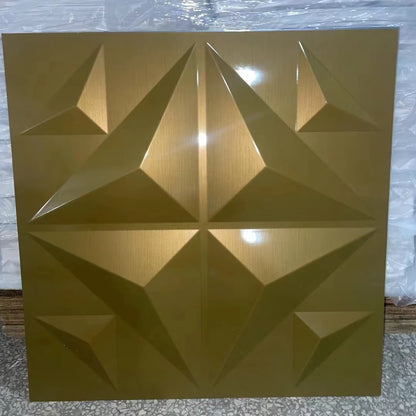 Irini 2024 Hot Selling PVC Deep Brushed Gold 3D Wall Panels Waterproof Fireproof Easy Install Household Interior Wall Decor