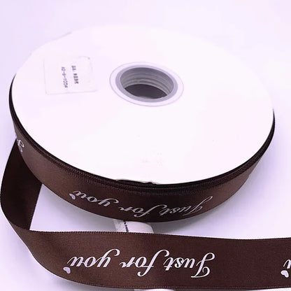 5yards 10-38mm "Just for You" Printed Polyester Ribbon Letters Print Ribbon for DIY Gift Packing Wedding Christmas Bow Ribbons