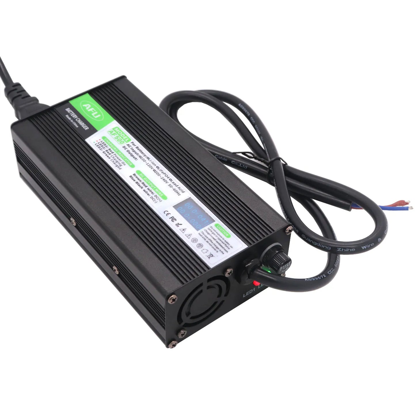 Factory Outlet 67.2V 6A Lithium Battery Charger With OLED Charging Display for 16S 59.2V Lithium Battery 60V Battery Charger