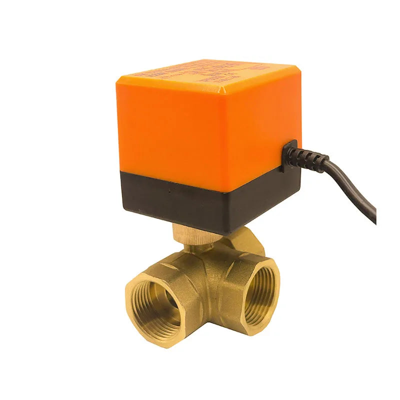 1/2'' 3/4'' Three Way Brass Motorized Ball Valve AC220V Three Wire One Control T/L Type Control Valve for Water