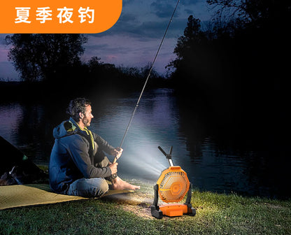 Portable Outdoor Solar Ventilation Fan for Camping for Tent Lighting Charging Dry Battery Four Wind Speed Fan Lighting Treasure