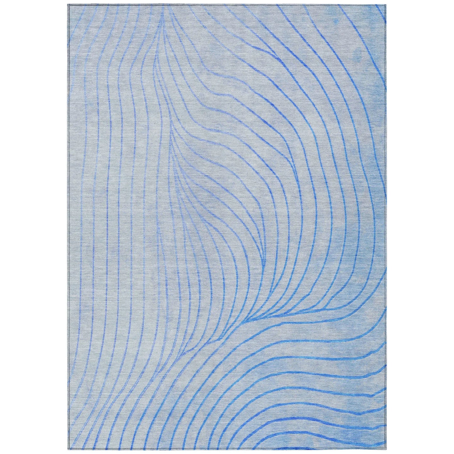 HMS 8' X 10' Abstract Indoor Outdoor Area Rug Blue and Silver Washable Carpet