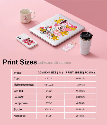 Haolic Automatic UV DTF Printer 600mm Roll to Roll Laminator Included Cup Wraps Bottles Glass Printing