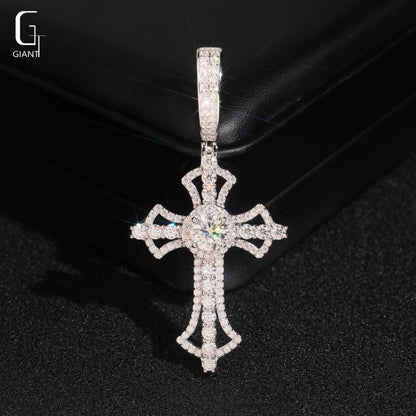 USA Warehouse Ready to Ship Cross Charms Pendant 925 Sterling Silver Moissanite Iced Out Cross Pendant Men Pass Diamond Tester