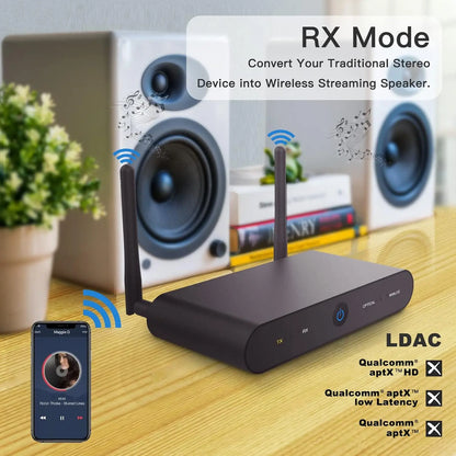 For 5.2 Long Range Transceiver Audiophile DAC for HD for Low Latency Analog RCA Digital Optical Outputs Metal