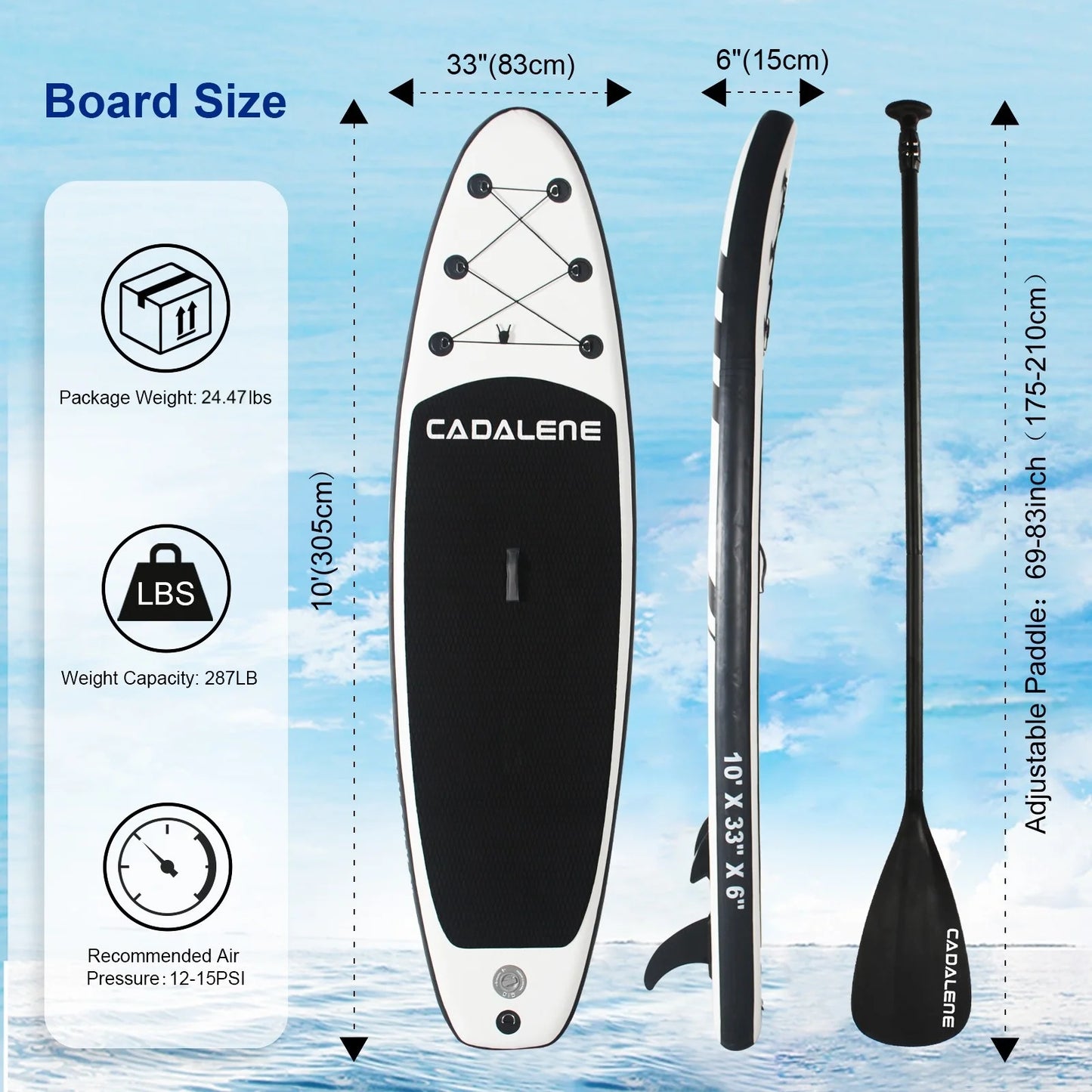 USA Warehouse Spot High-Stability Durable Lightweight Ocean Surfing Inflatable Stand up Paddle SUP Board Set for Kid & Adult