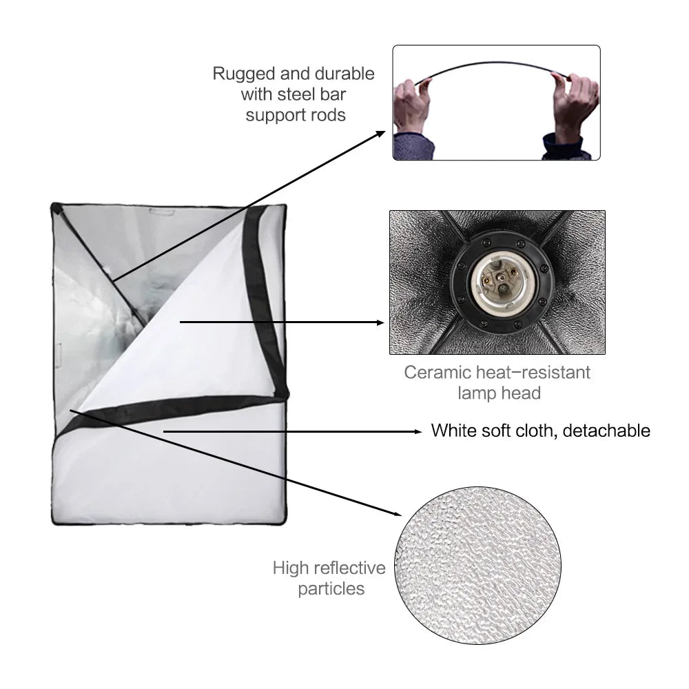 Photography Lighting Kit Umbrella Photo Background Photobooth Backdrops Softbox Light Stand Portable Soft BoxFor Photo Studio