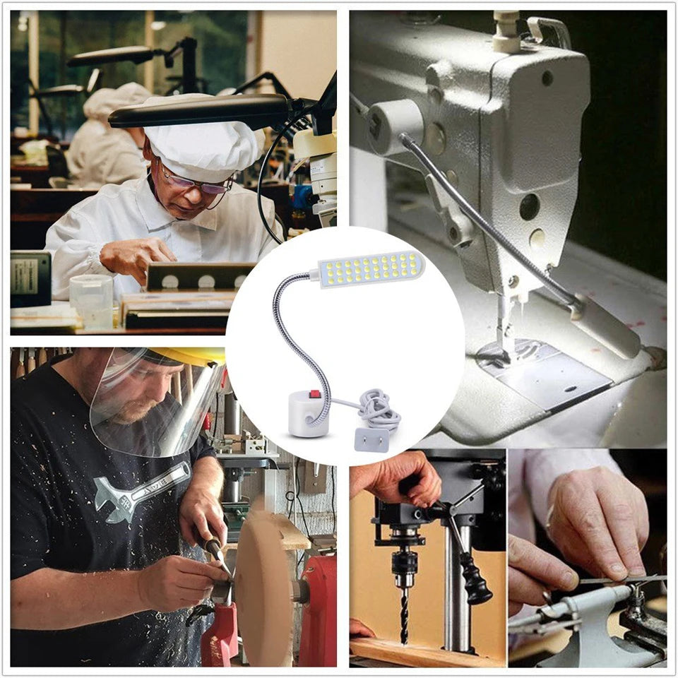 Dimmable Sewing Machine LED Lights Flexible Work Lamp Industrial Lighting Magnetic Sewing Light 20/30LEDs for Drill Press Lathe