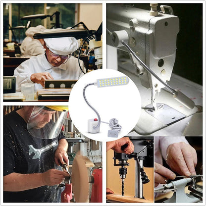 Dimmable Sewing Machine LED Lights Flexible Work Lamp Industrial Lighting Magnetic Sewing Light 20/30LEDs for Drill Press Lathe