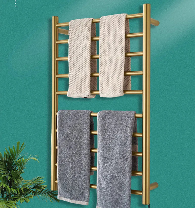 Wall Mounted Electric Towel Warmer Heated Towel Rack with Chrome Finish Modern Design for Bathroom Use