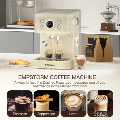 Commercial Semi-Automatic Electric Espresso Coffee Machine Brew System White Color 120V/220V Household Use Complete Accessories
