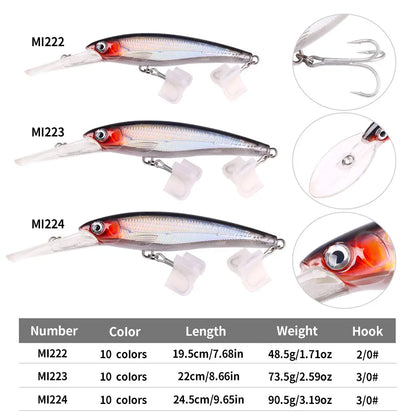 195mm 48g Hard Bait Fishing Sinking Minnow 73g Hard Heavy Minnow Bait 90g Fishing Minnow Lure 10 Colors Available