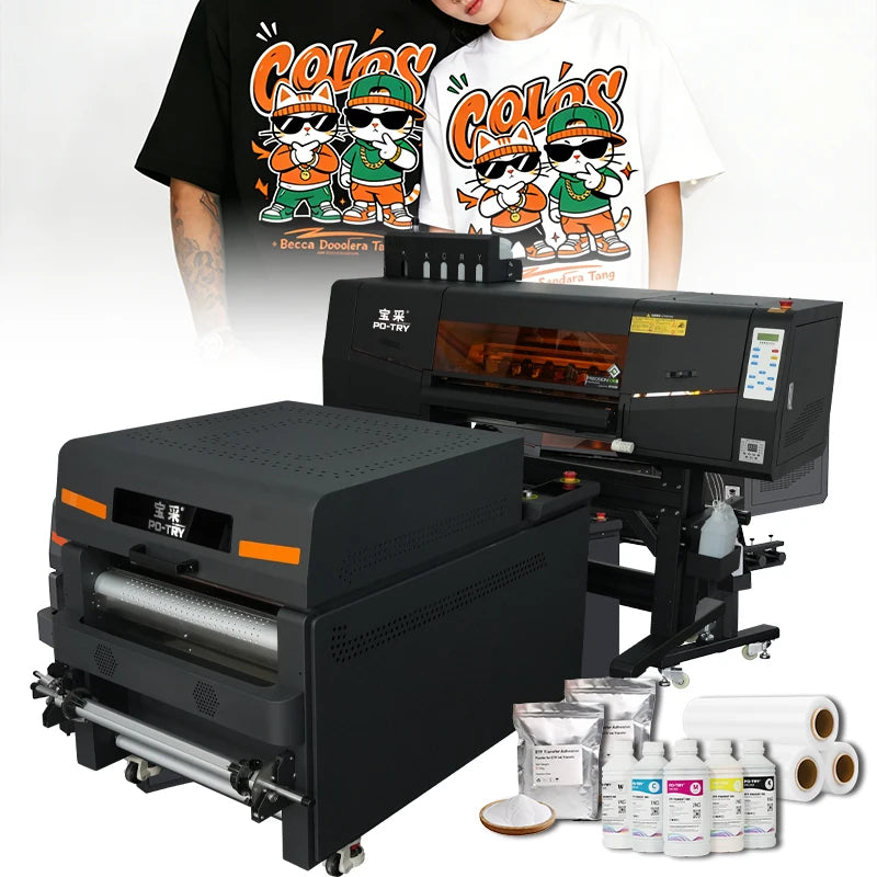 Po-try 60CM I3200 2 Heads A2 PET Transfer Film Roll-to-Roll New Pigment Ink 1 Year Warranty DTF Heat Transfer Printer