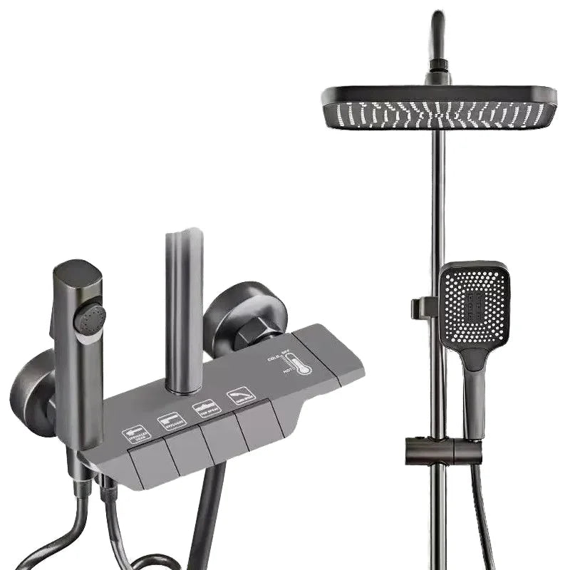 Multifunctional Rain Shower Set Single Handle Thermostatic Brushed Ceramic Wall Mount Soft Spray Bathroom Shower Faucets