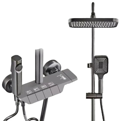 Multifunctional Rain Shower Set Single Handle Thermostatic Brushed Ceramic Wall Mount Soft Spray Bathroom Shower Faucets