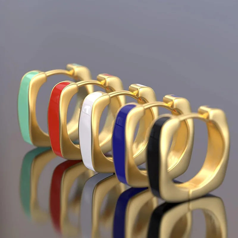 Golden Geometric Hoop Earrings Zinc Alloy Plated Unisex Fashion Jewelry Trendy Statement Ear Rings For Women Men