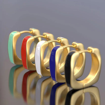 Golden Geometric Hoop Earrings Zinc Alloy Plated Unisex Fashion Jewelry Trendy Statement Ear Rings For Women Men