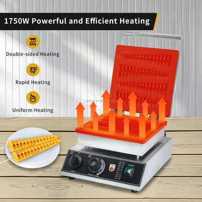 Commercial 1750W Christmas Tree Shaped Non-Stick Waffle Maker Easy to Operate Temperature Adjustable Snack Machine New Condition