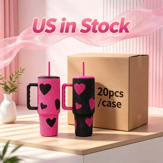 Us Warehouse 40 OZ Sparkle Rhinestone Rust Resistant Travel Mug Silicone Boots 40OZ Tumbler for Home Office Outdoor Daily Use