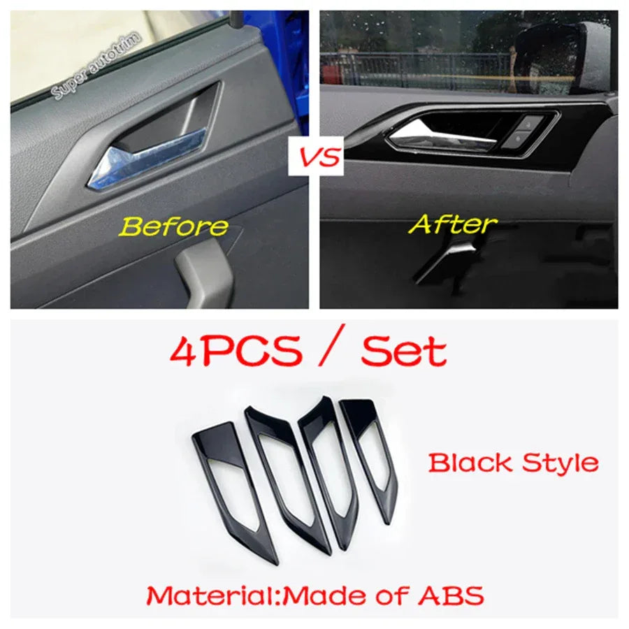 Center Control Gear Shift Panel Inner Door Armrest Handle Cover Trim Black Fit For VW Volkswagen Polo 2019 - 2023 Accessories