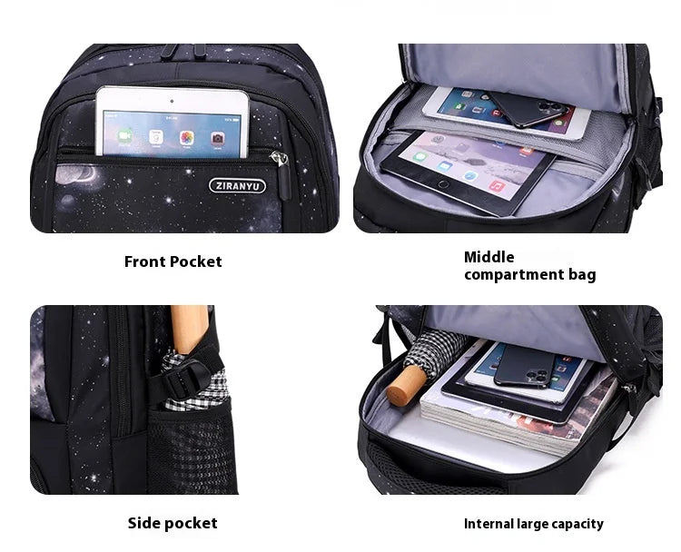 Japanese Korean Student Backpack Large Capacity Multi-Layer Breathable Design Waterproof Stylish Trolley for Stair Climbing