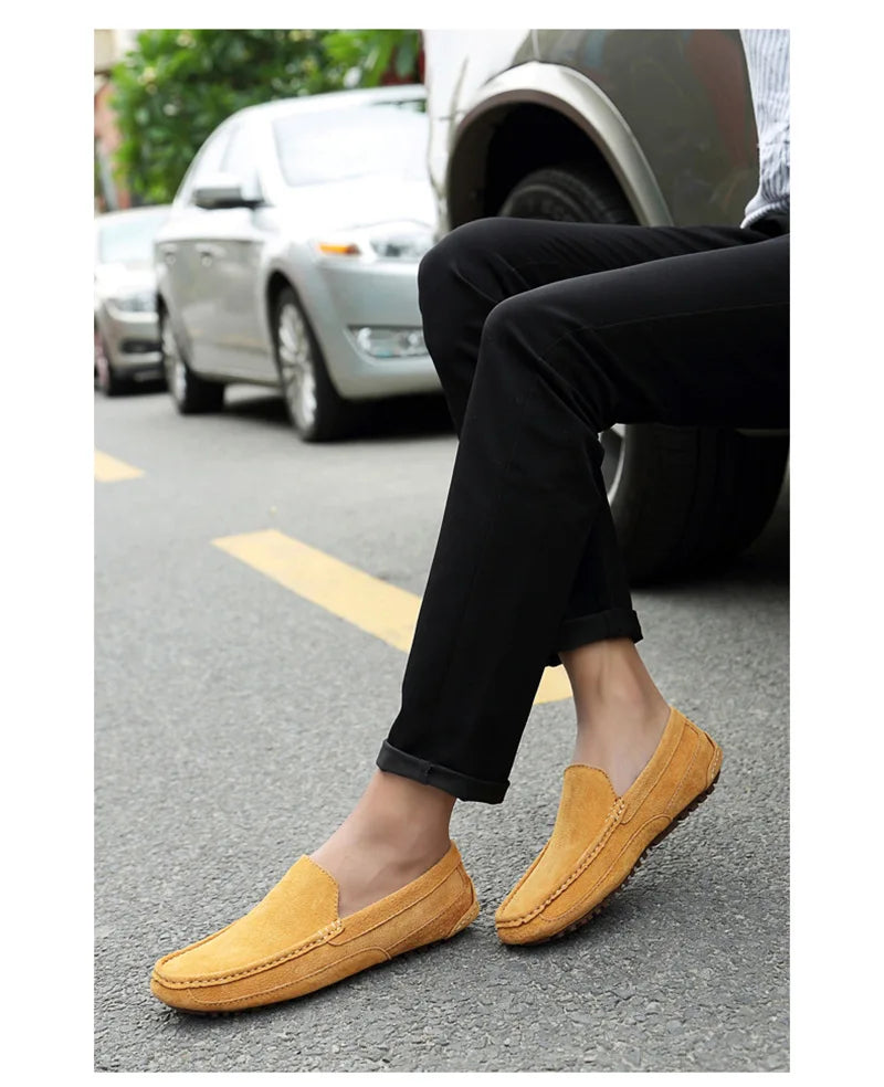 Suede Leather Man Loafers Luxury 2021 Casual Shoes For Men Boat Shoes Handmade Men Slipon Driving Shoes Male Moccasins Zapatos99