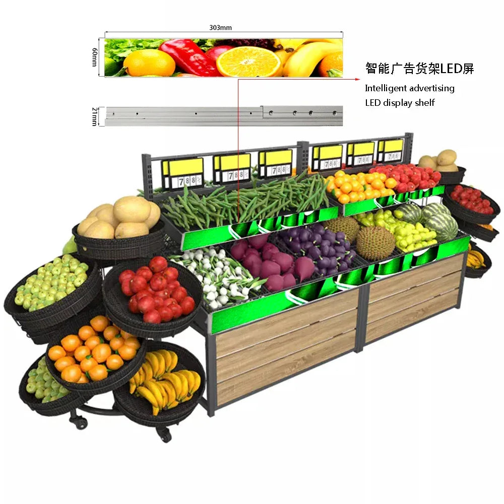 The LED Screen on the Shelves of Shopping Malls and Retail Stores and the LED Strip Screen of Digital Advertisements