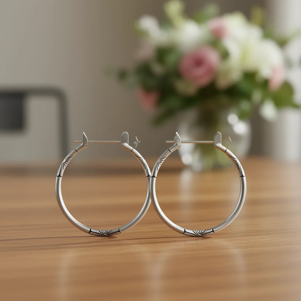 Silver Plated Hoop Earrings For Women Alloy Metal Fashion Jewelry Classic Round Design Daily Wear Accessory
