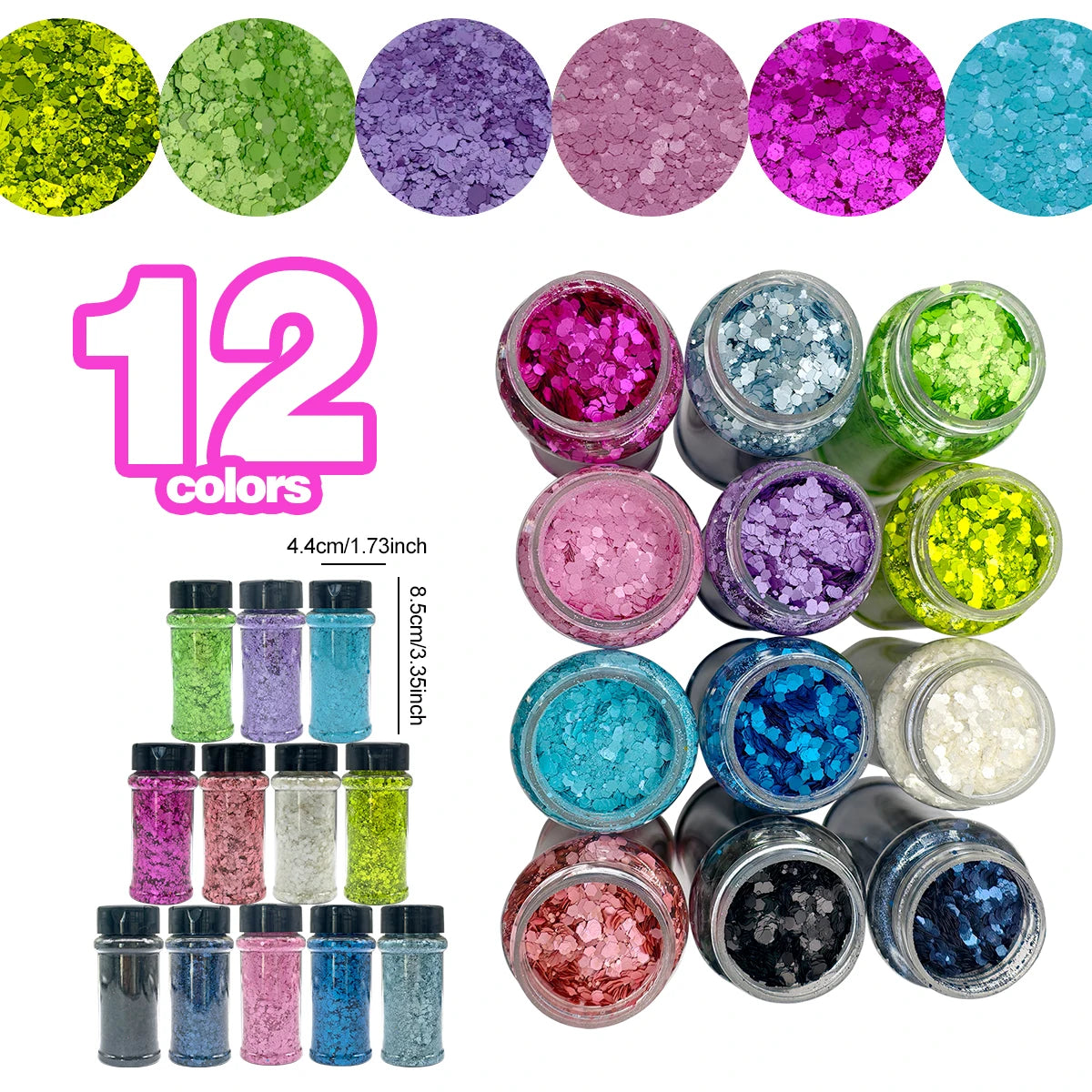 US Warehouses Factory Wholesale Metallic Matte Glitter Powder Hexagon Bulk Holographic Glitter Mixed Chunky Glitter for Crafts