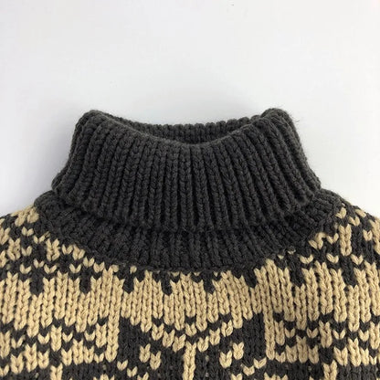 Baby Turtleneck Sweater Children Clothing Tops 1-6 Year Boys Girls Knitted Tops Children's Korean Kids  Toddler Boys Sweaters