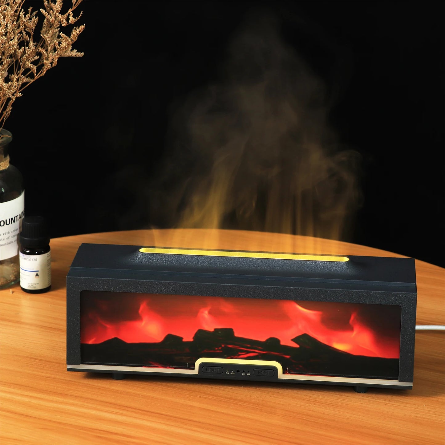 Fireplace Diffusor Match Flame Humidifier Essential Oil Diffuser Flame Home Commercial  LED Light Air Humidifier Cool Mist