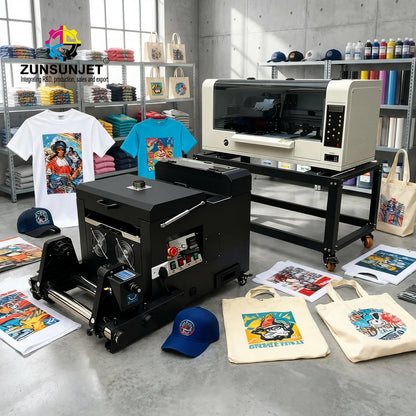 Zunsunjet Dtf Printer 30 Cm Single Xp600 Dtf 2Head Dtf T-Shirt Printing Machine Printer Bundle With Film and Ink