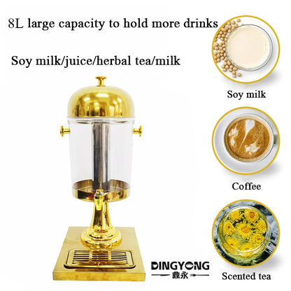 Hotel Catering Banquet Party Full Gold Stainless Steel 8L Self-service Cold Drink Machine Water Dispenser Beverage Juice Machine