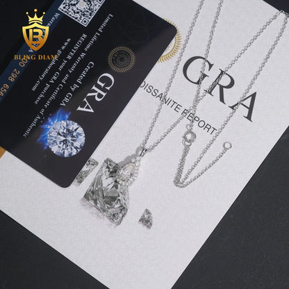Hot Sale VVS Moissanite Iced Out Jewelry  925 Silver Waterdrop Diamond Necklace Women Pass Diamond Tester Hip Hop with GRA
