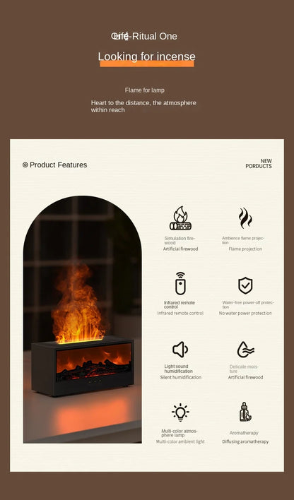 New Retro 3D Simulation Electric Desktop Humidifier Aromatherapy Remote Control Home Plastic Power Source Fireplace Household