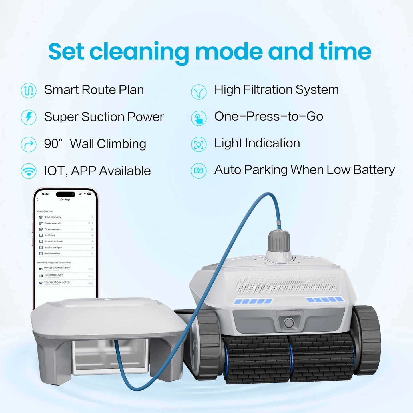 AIRROBO PC200 Cordless Swimming Pool Robot Automatic Climbing Wall  Water Surface Smart Underwater Pool Robot Cleaner