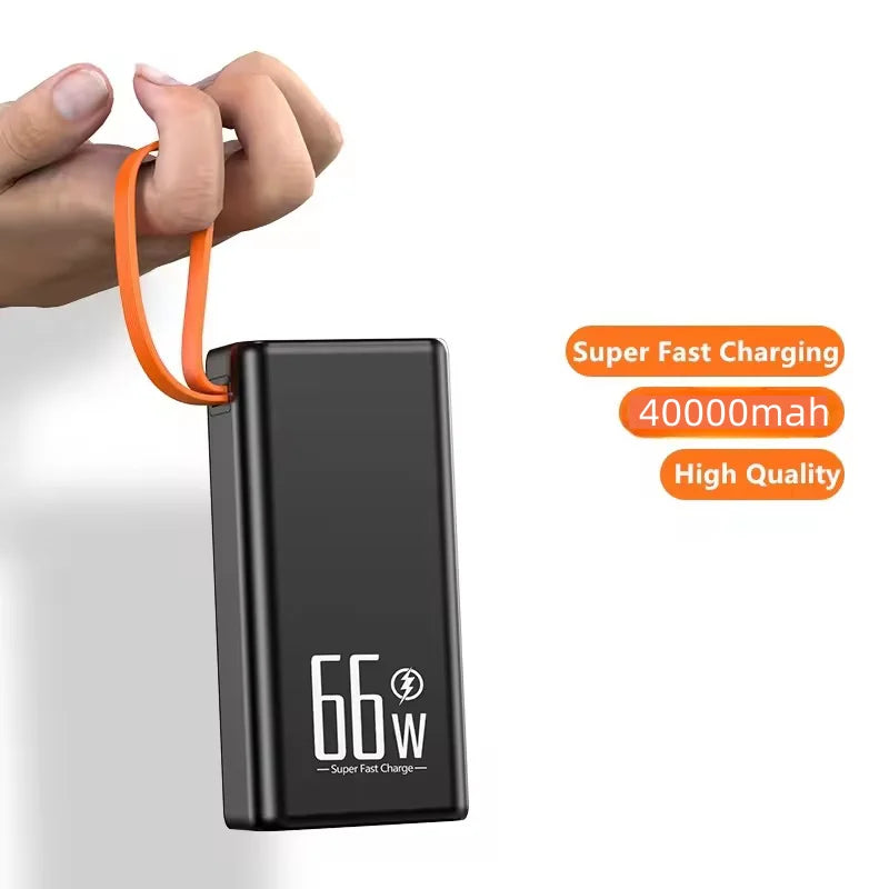 LOGO Custom 5 Output 40000mAh Super Power Pack LED Light High Capacity Portable Power Pack 66W Fast Charging Universal Charger
