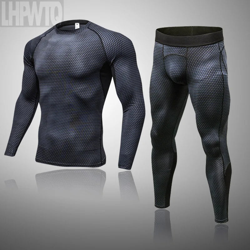 Men's Thermal Underwear Set MMA Tactics Leggings Solid Color Costume Compress Fitness Long Johns Men Winter Brands  Men