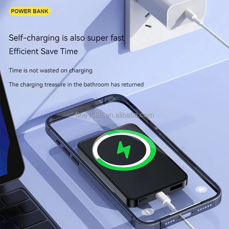 Custom logo PD 22.5w Power BankMini Fast Charging 5000mAh 10000mAh Wireless Charger Magnetic Wireless Charger
