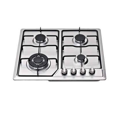 Built-In Gas Cooktop 4 Burners Stainless Steel Panel Class Energy Household Use Electric Option Safety Device Included