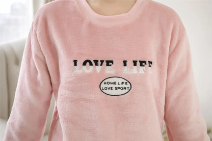 Women Pajamas Autumn Winter Flannel Warm Woman Sleepwear Korean cute Cartoon Pajama Set Fashion Pijama Mujer Home Cloth Pyjamas
