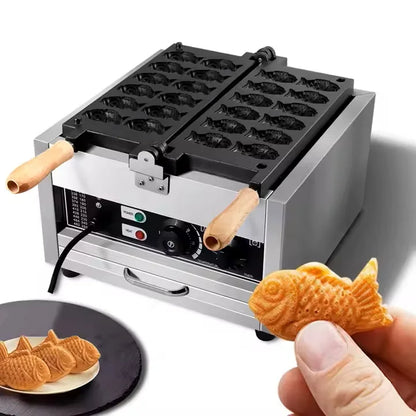 12 Slice Taiyaki Fish Shaped Waffle Cake Machine Nonstick Japanese Pancake Double Pan Bread Dessert Maker for Home Commercial