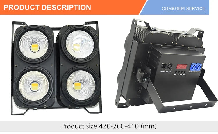 Dj Disco Lighting LED 4x100W COB Waterproof  Blinder Light  Four Eyes 2/6/12 Channel 400W Strobe 0-30Hz