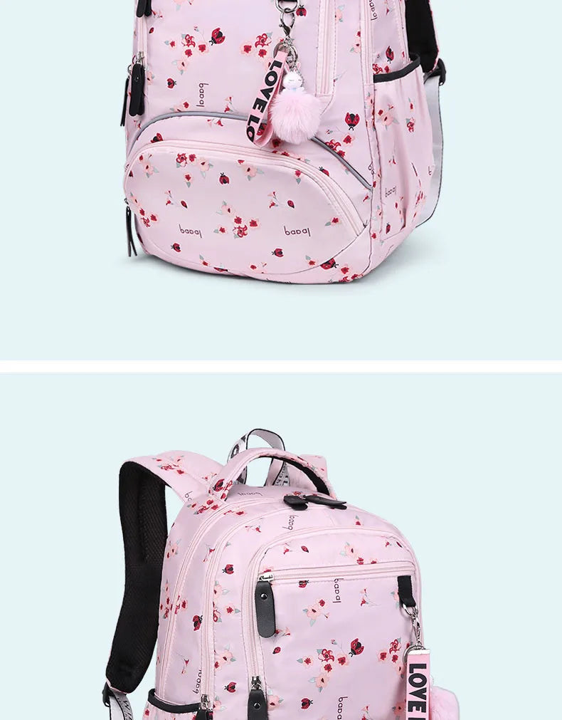Cherry blossoms elementary school backpack for girls black pink floral bookbag fashion school bags for girls cute flower bookbag