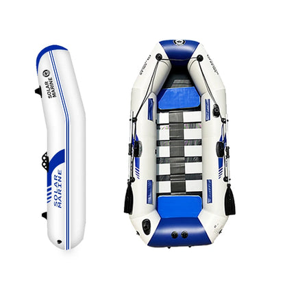 SOLARMARINE 7.5ft 2 Person Inflatable Fishing Boats Kayak Raft Dinghy Slat Wooden Bottom for Adults With Paddles Air Pump