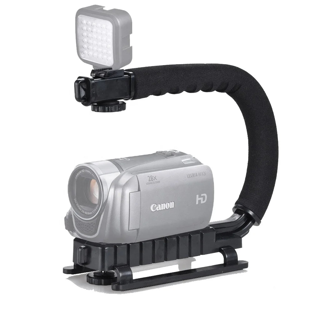 U Shape Bracket Handheld Gimbal Stabilizer for DSLR Camera Camcorder Go Pro 9 with Single Hot Shoe for Microphone Fill Light