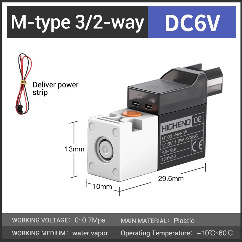 Highend 3/2 Way Direct Acting Mini Solenoid Valve 24v 10mm L/M/G-type Vacuum  Plastic Mini Sock Knitting Solenoid Valve