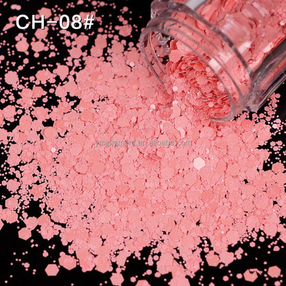 Factory Matt Macaron Colors Nail Sequins Solvent Resistant Non-Toxic Chunky Glitter Bulk Tumbler Snow Globe Epoxy Resin Festival