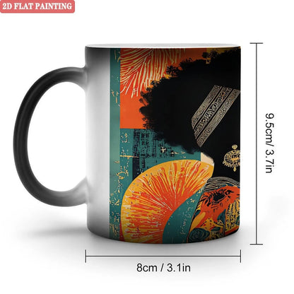 Drop shipping Indoor Outdoor Multi Scene Mug 11oz Frosted Black Ceramic Heat Activated Cup
